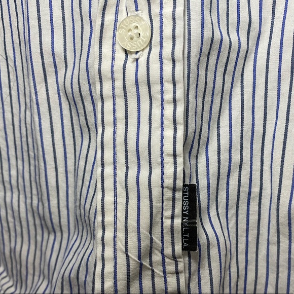 Stussy striped button down shirt sleeve shirt - Picture 6 of 6